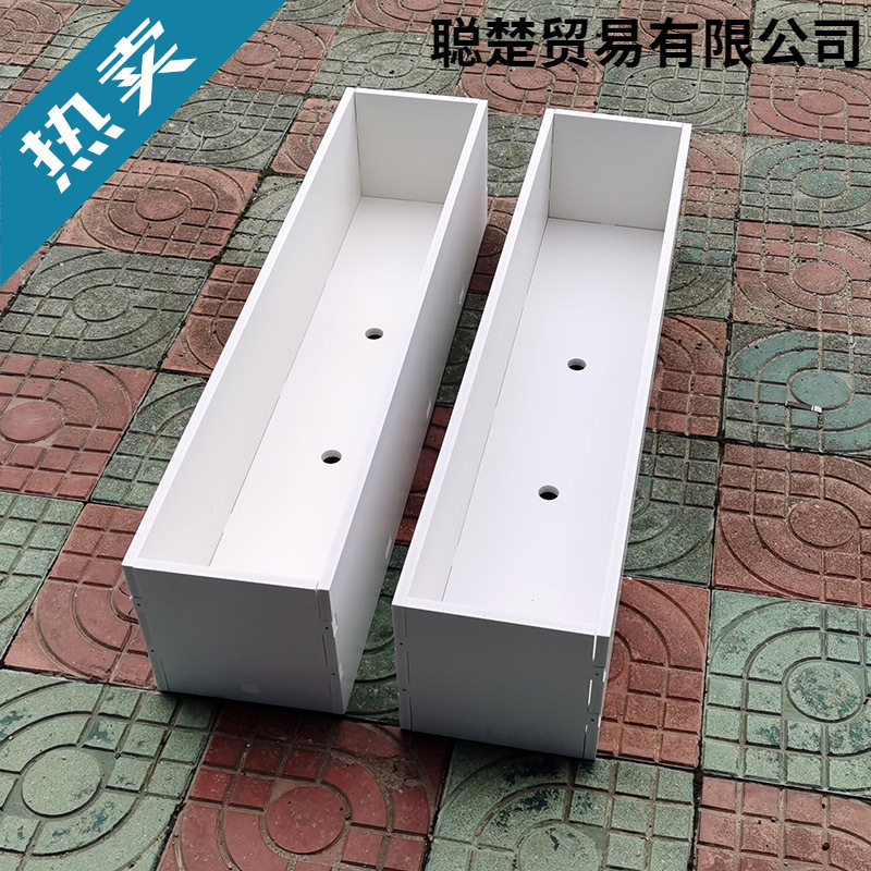 防腐防潮pvc花箱花槽花盆长方简约室户外白色灰色木塑花内胆