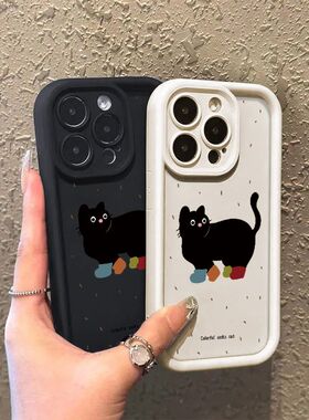 彩黑猫适用华为mate60/50/40手机壳P60P50P30/nova11/10/8/7/V40荣耀90/80/70/潮牌动漫软壳pronova4/12Pro