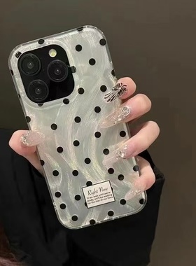 黑色波点适用荣耀50手机壳60SE韩系荣耀100Pro高级80PRO超火90GT清新华为荣耀女款200新款70小众气质300硬壳