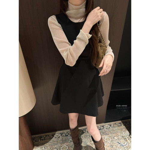 秋新款立领简约打底衫女法式温柔亮丝半高领修身长袖小衫QK10190