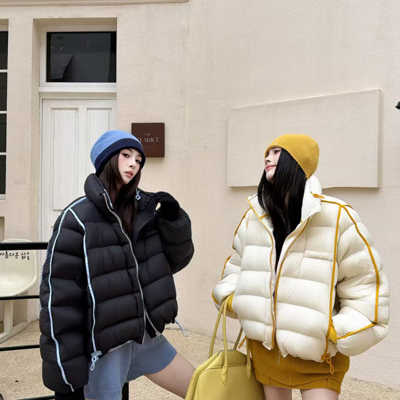 特价反季清仓撞色时尚潮牌短款面包服立领羽绒服含90％白鸭绒