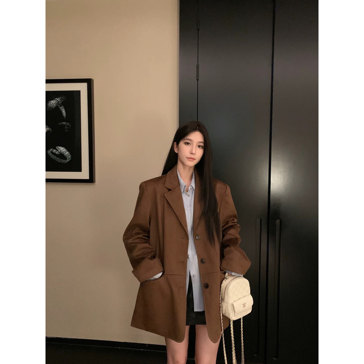 秋上新高级感复古麂皮绒面外套女基础百搭商务通勤西装外套TK991