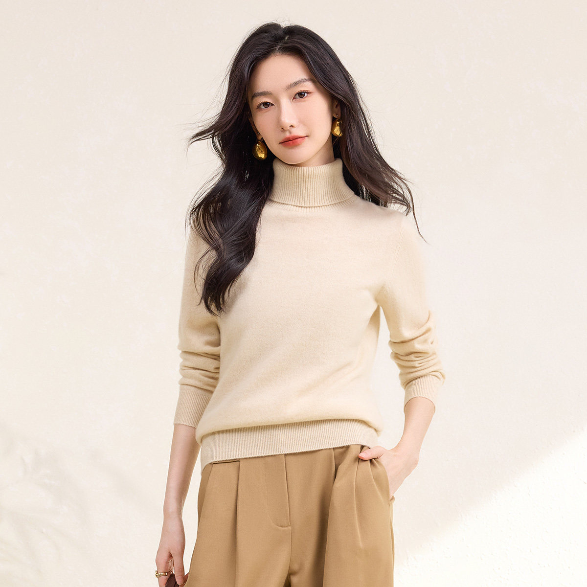 春竹2025秋冬新款100%山羊绒两翻领洋气减龄内搭保暖毛衣女羊绒衫,女装/女士精品,羊绒衫,淘宝优惠券,粉丝福利购,淘宝优惠卷