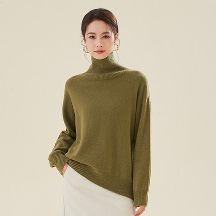 春竹2025秋冬新款100%山羊绒高领女式羊绒衫冬季加厚保暖打底毛衣