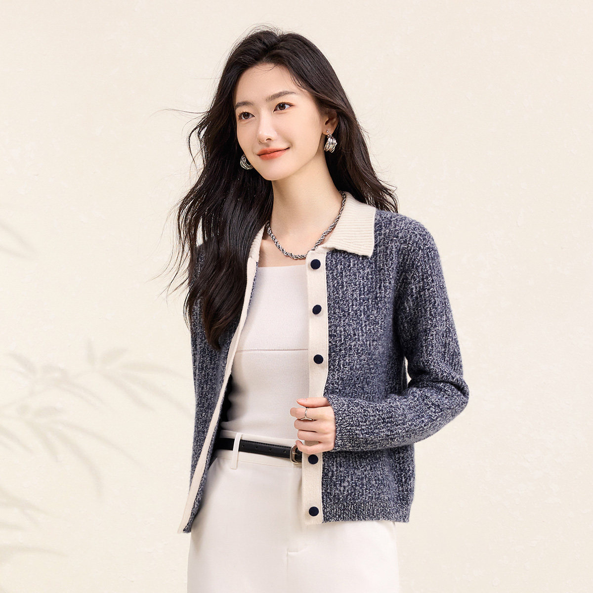 春竹加厚100%羊绒衫外套秋冬新款翻领小香风精致高级感女针织开衫,女装/女士精品,羊绒衫,淘宝优惠券,粉丝福利购,淘宝优惠卷