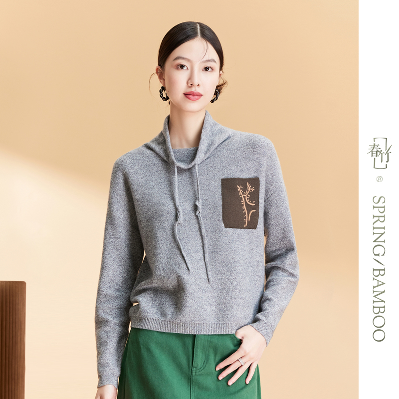 春竹2025秋冬新款高领100%纯羊毛衫长袖针织衫软糯加厚毛衣女上衣