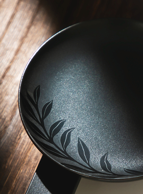 景德镇黑釉羽叶陶瓷香盘香器【搭配线香直降10元】知时Timenotes