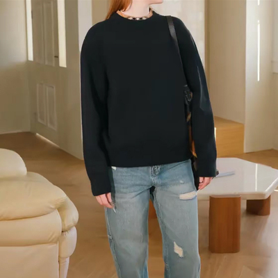 轻奢羊毛高级感假两件格纹针织