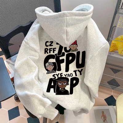 特大码300斤美式潮牌连帽卫衣男