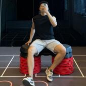 百搭休闲运动健身透气套装 300斤大码 T恤短裤 男装 春夏新款 纯色无袖