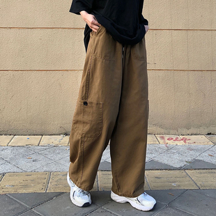 特大码300斤美式复古休闲长裤男宽松直筒工装裤坠感阔腿裤哈伦裤2