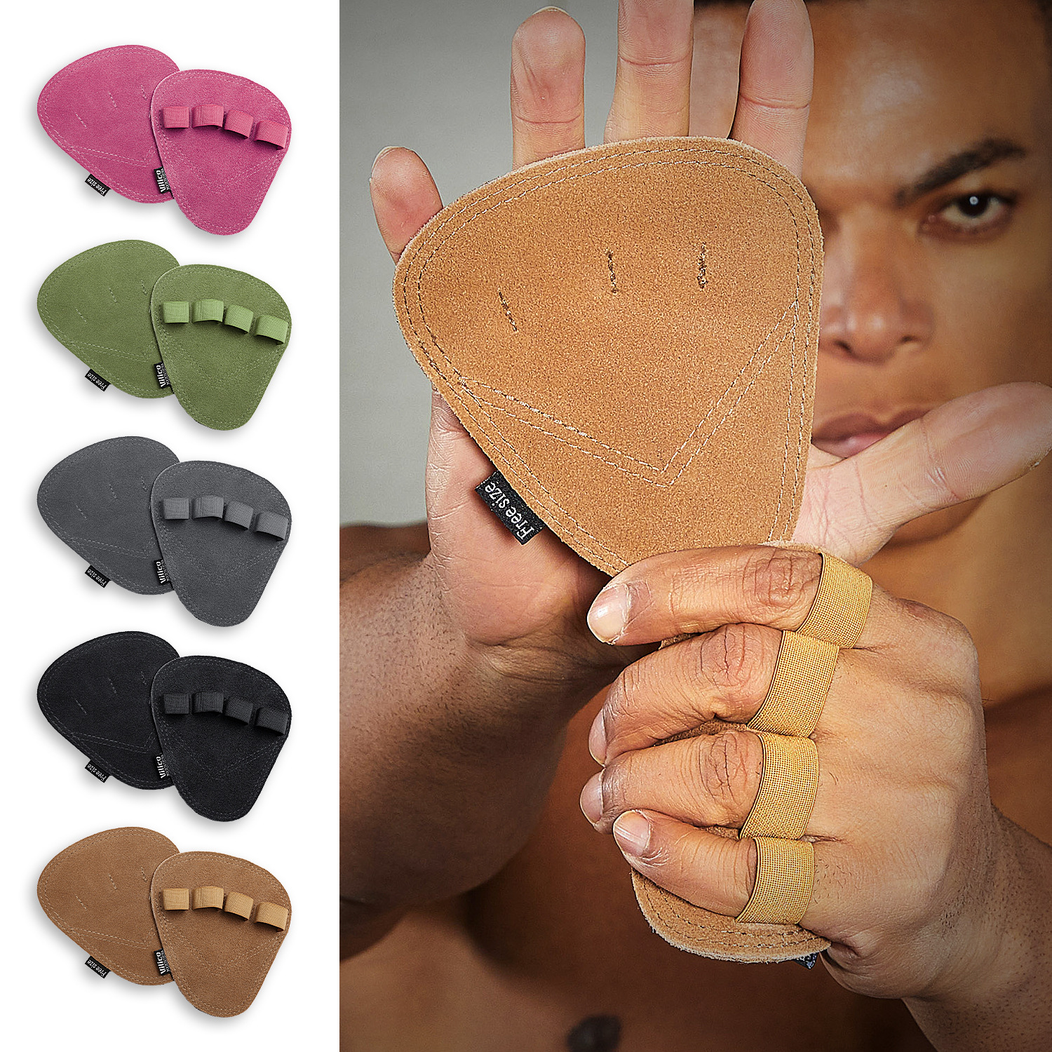 【新品】运动健身防滑护掌力量训练手套牛皮四指护手掌引体向上举