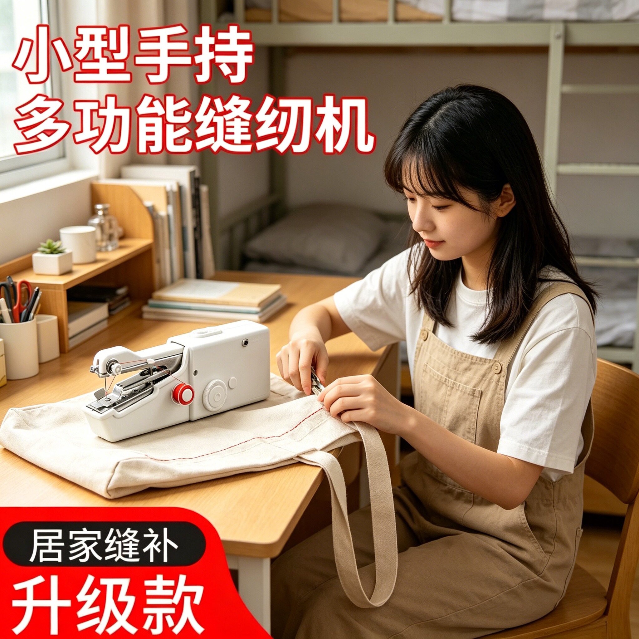 手持缝纫机家用小型手动锁边缝衣服电动针线自动微型
