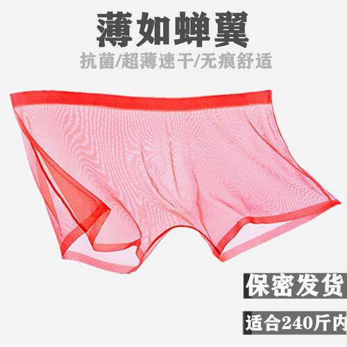 网纱冰丝内裤男平角薄款加肥男士