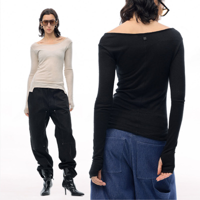 ISSIofficial*船领修身轻薄针织打底衫