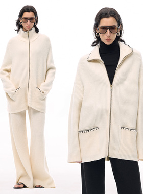 ISSIofficial*「Cozyvibe」100%羊毛立体螺纹装拉链开衫外套