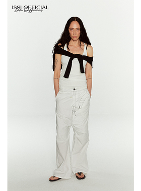 ISSIofficial*原创松弛感亚麻低档设计喇叭休闲裤新款休闲长裤