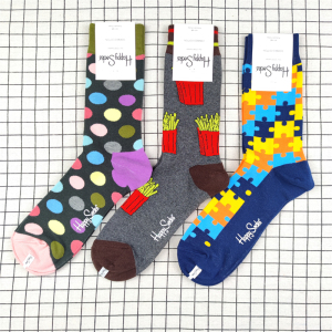 happysocks男袜时尚潮流配搭四季纯棉中长筒袜个性ins潮男士袜子