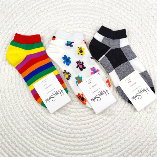 happysocks船袜女瑞典潮牌时尚个性百搭纯棉浅口短袜ins潮袜子