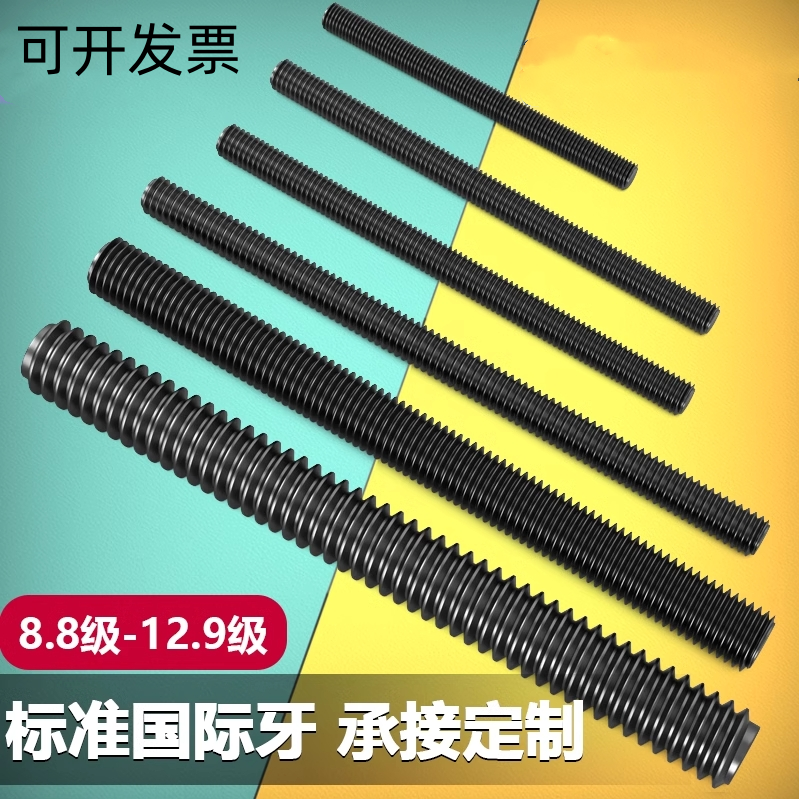 高强度丝杆牙条12.9级细牙全牙螺纹通丝螺杆M8M10M12M16M20M33M36