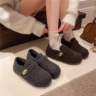 面包毛毛鞋女鞋外穿2025秋冬季新款加绒网红时尚珍珠厚底家居
