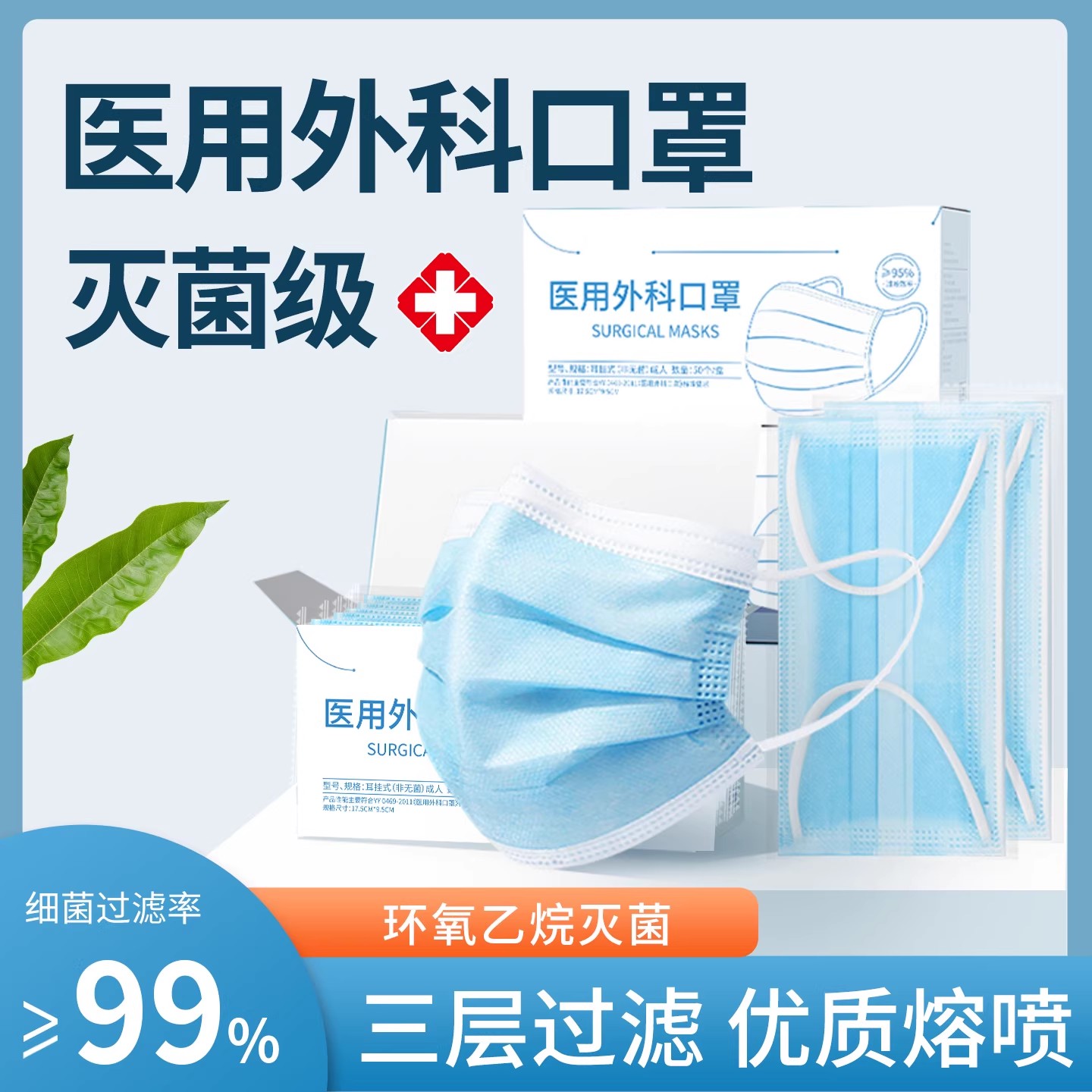 白色医用外科口罩一次性独立包装