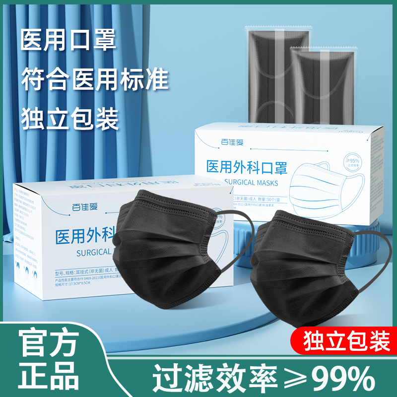 安心之选|黑色灭菌外科口罩