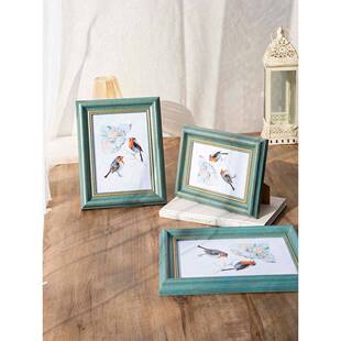 美式相框摆台6寸7寸8寸10 12寸A4复古相框挂墙儿童相片架定制尺寸