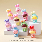 植绒迪迪小兔渐变萌粒摆件可爱兔子桌面装 饰品潮玩公仔创意小礼品