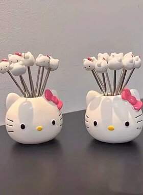 可爱卡通hellokitty304不锈钢水果叉2025新款高颜值家居厨房好物