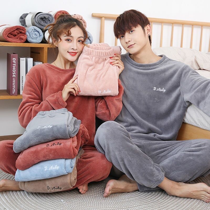 女珊瑚绒暖暖套装加绒加厚家居服