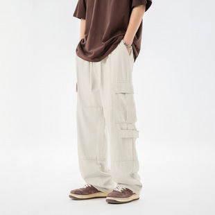 FEI OREETA秋季复古工装直筒裤休闲户外拼接纯棉宽松潮牌长裤子