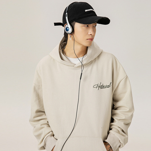 FEI OREETA秋冬400G复古重磅连帽卫衣美式字母刺绣休闲宽松外套