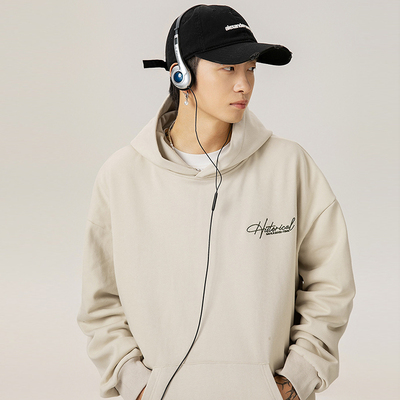 FEI OREETA秋冬400G复古重磅连帽卫衣美式字母刺绣休闲宽松外套