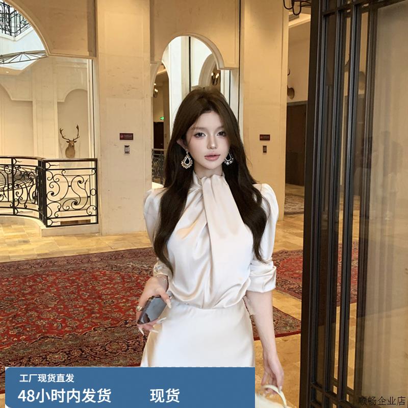 御姐气质女神范套装女早秋季名媛风贵气感千金穿搭衬衫裙子两件套