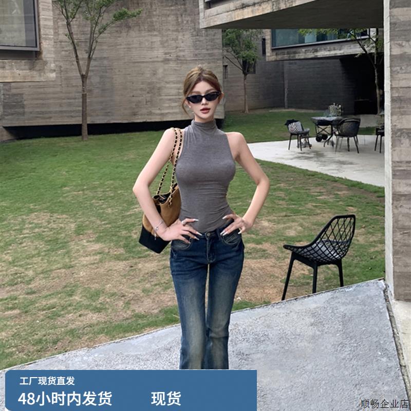 又酷又飒减龄套装女装初秋季高级感御姐穿搭辣妹微喇牛仔裤两件套