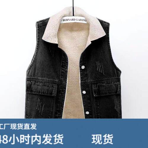 秋冬新款牛仔马甲女加狨韩版宽松百搭大口袋无袖背心马夹外套坎肩