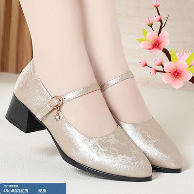 新中式鞋子国风女鞋不累脚软底旗袍走秀高跟鞋真皮配裙子单鞋皮鞋