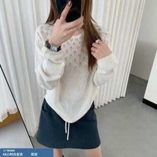 夏季女款2026新款薄款宽松镂空冰丝针织衫女防晒衫罩衫透气空调衫