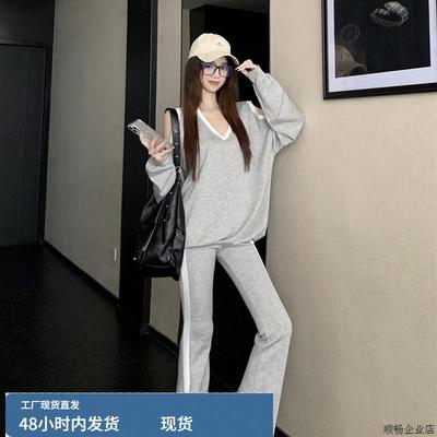 韩系chic别致卫衣喇叭裤套装女早秋装搭配一整套高级感休闲两件套