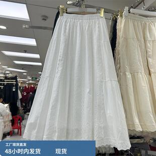 新款 气质显瘦长裙女1882C 淑女风蕾丝刺绣花边半身裙2026春季 韩版