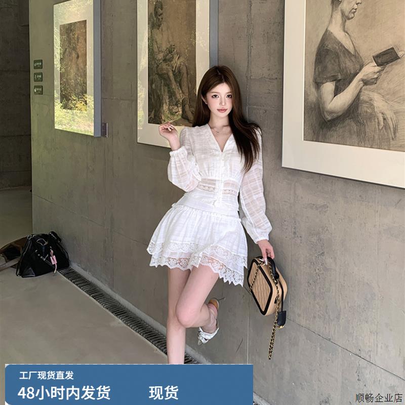 温柔白月光衬衫裙子套装女早秋季富家千金感穿搭贵气老钱风两件套