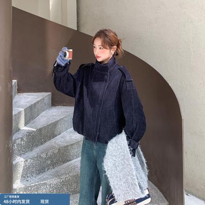 藏青色高级感雪尼尔天丝羽绒服女冬季2025新款短款白鸭绒保暖外套