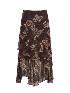 2026轻薄雪纺印花半身裙浪漫波嬉风复古不规则多层荷叶边裙子春夏