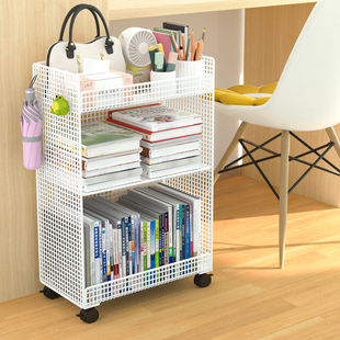 桌下收纳架书包置物架落地移动小推车学生桌边放书本书包移动书架