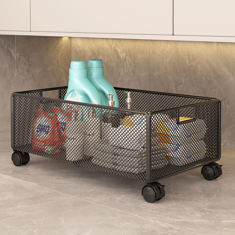 洗漱台置物架浴室柜下收纳筐落地化妆室夹缝缝隙下水槽洗衣液架子