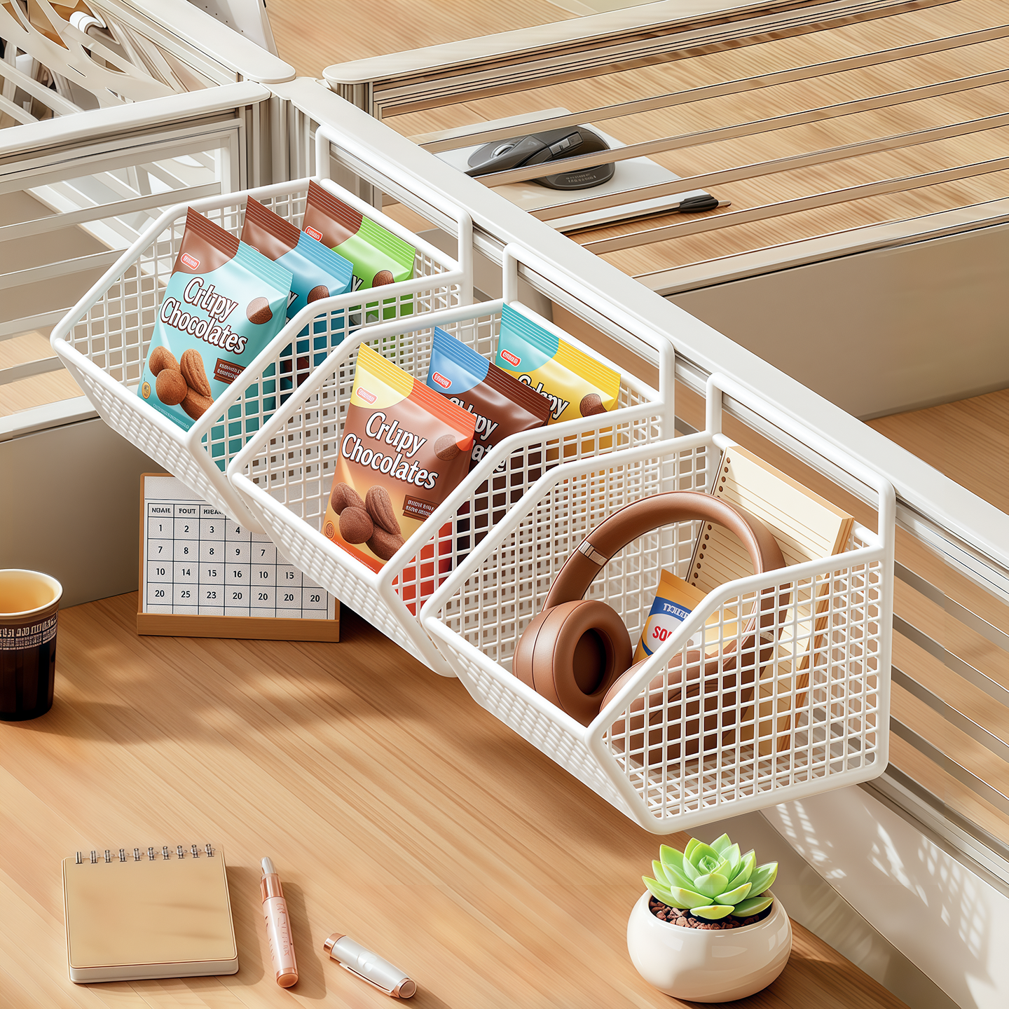 办公桌挂篮书桌收纳筐床头置物架