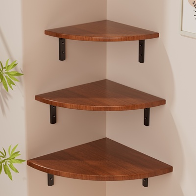 墙上置物架免打孔玄关转角支架木板壁挂式客厅厨房装饰墙角置物架