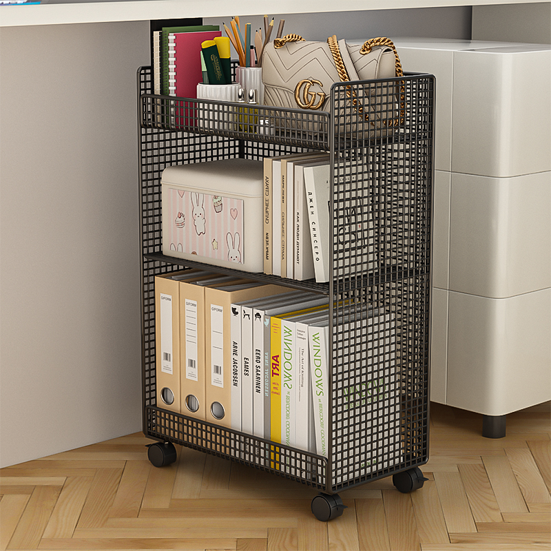 办公桌下文件架可移动文件收纳架工位神器带轮小推车办公室置物架