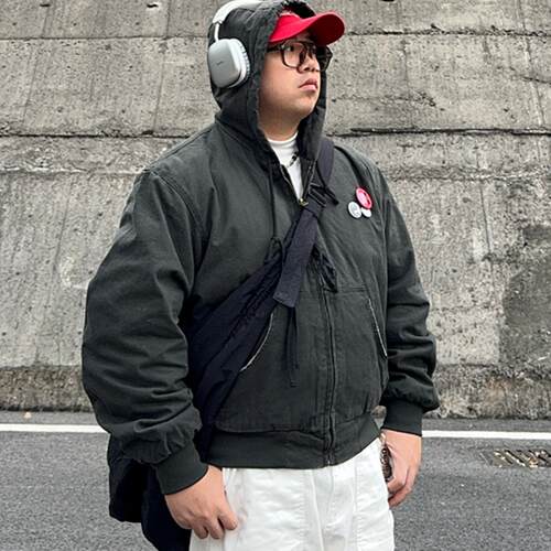 oops鹅噗丝大码美式工装夹克重磅卫衣做旧cleanfit外套棉服街头冬